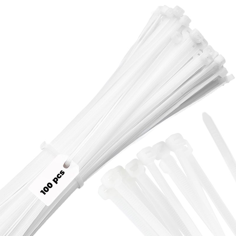 Bolt Dropper 6" White Zip Cable Ties (100 Pack), 40lbs Tensile Strength - Heavy Duty, Self-Locking Premium Nylon Wire for Indoor and Outdoor - Image 1
